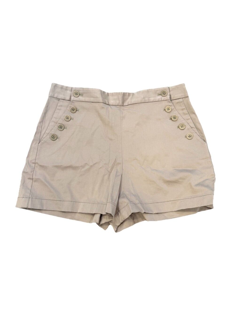 Theory Womens Mini Dress Shorts Beige Size 4 Abriena Buttons Sateen Tan Summer